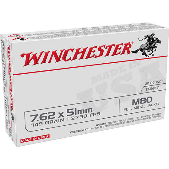 Ammunition Winchester Ammunition M80 7.62x51mm WIN 7.62X51 M80 149GR FMJ 20/500